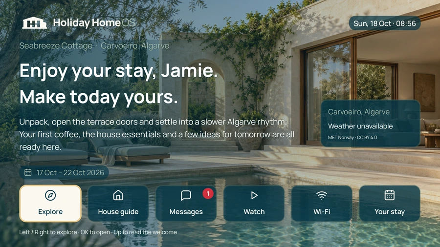 Anteprima TV nel browser con benvenuto a Jamie a Seabreeze Cottage